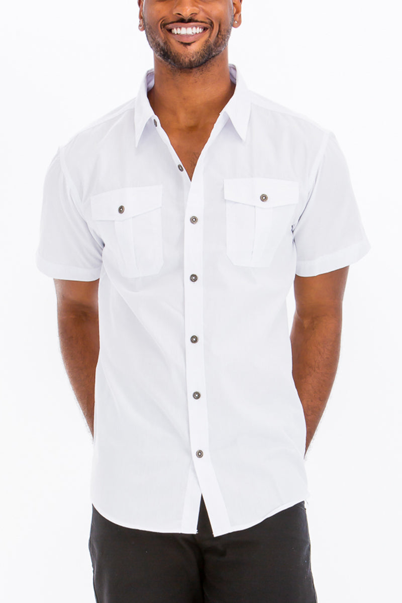 TWO POCKET BUTTON DOWN SHIRT (WHITE)